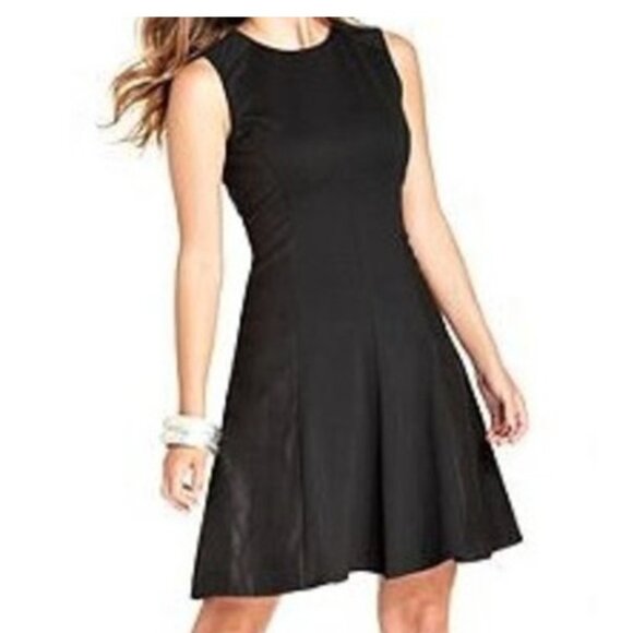 Mixed Materials Fit and Flare Mini Dress - Picture 1 of 3